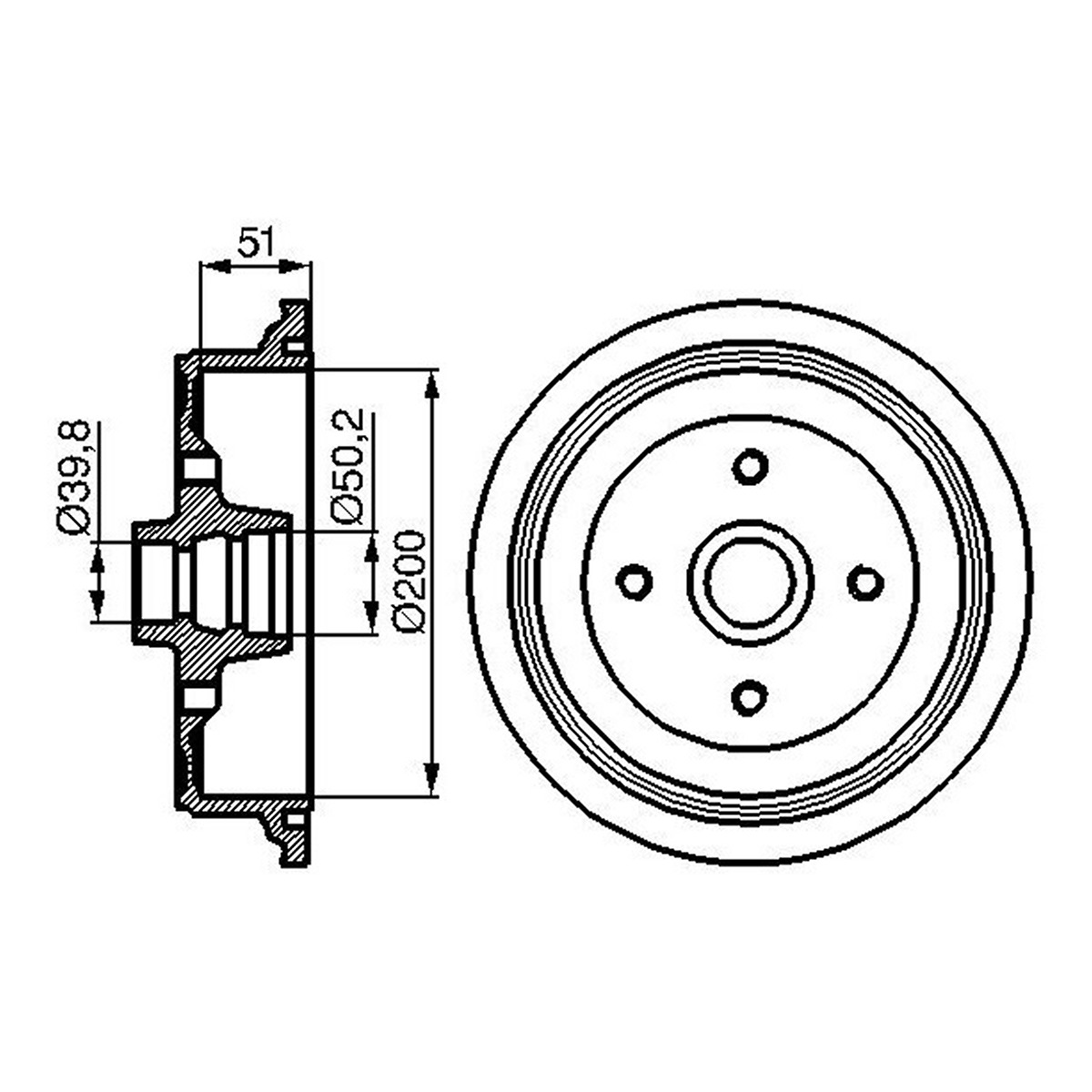 Барабан гальмівний AUDI 80 B3 ЛІФТБЕК (893, 894, 8A2) 1.6 1986.06-1991.10 BOSCH (0 986 477 016) Bosch фото 4