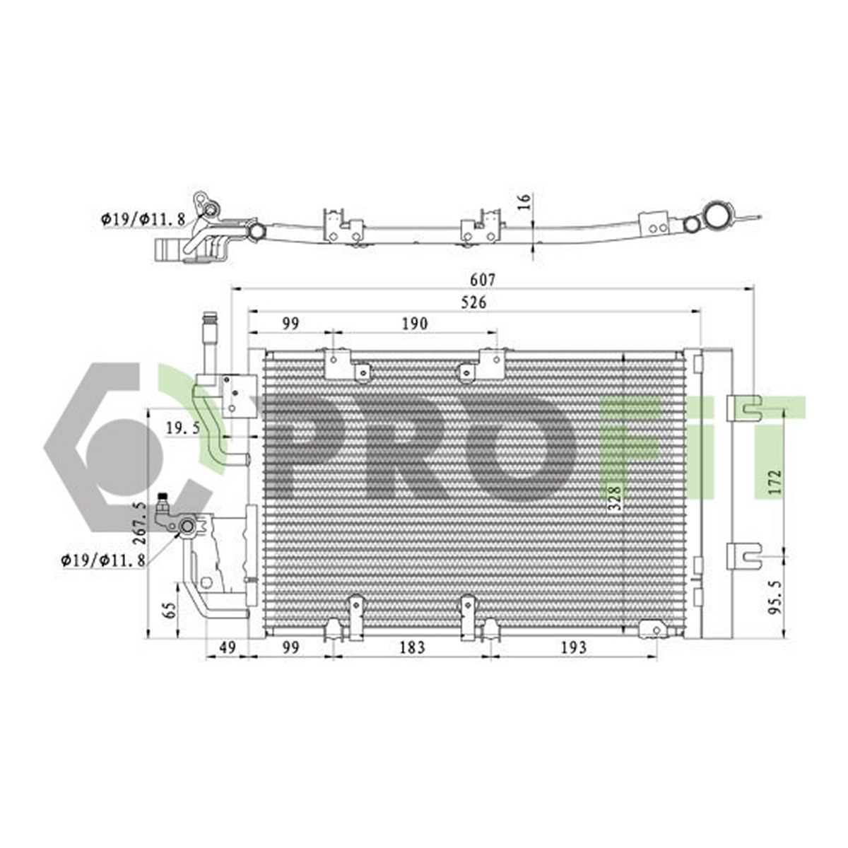Конденсер кондиціонера OPEL ASTRA H 04-. ZAFIRA B 05- (CDTI) PROFIT (1770-0373) Profit фото 3