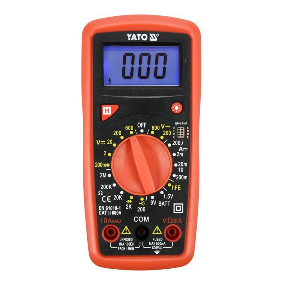 Мультиметр 0-600V, 0-10A, 0-20M, від -20 до 1000 °C, 1,5 в YATO (YT-73081) Yato фото 3