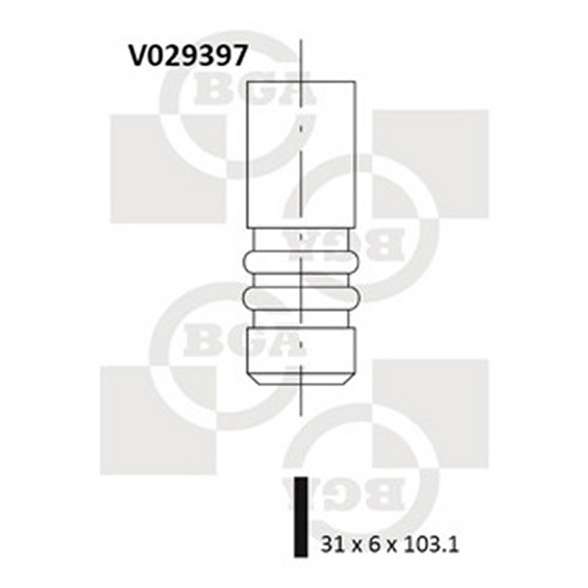 Клапан двигуна IN OPEL X14XE 31X6X103.1 BGA (V029397) BGA фото 3