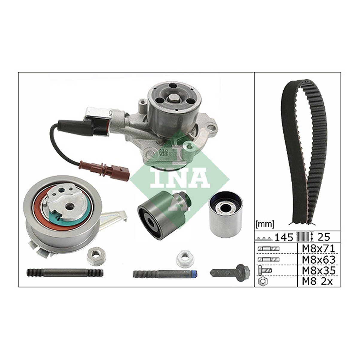 Комплект ГРМ + помпа VW Caddy 2.0TDI 15-/Golf VII 1.6TDI/2.0TDI 12- Schaeffler INA фото 11