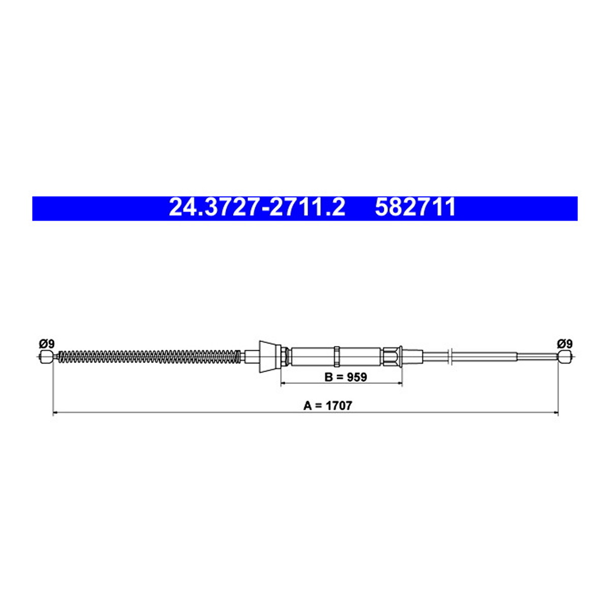 Трос ручного гальма ЗЗАДУ / SKODA; SEAT RAPID 1.2 TSI 07.2012 - 05.2015; RAPID 1.2 TS ATE (24-3727-2711-2-02) ATE фото 3
