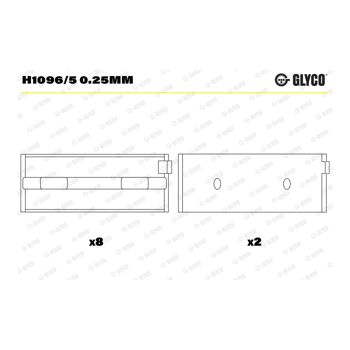 Вкладиші ALFA/FIAT 1.8/2.0 AR32103 TWIN SPARK GLYCO (H1096/5 0.25MM) Glyco фото 3