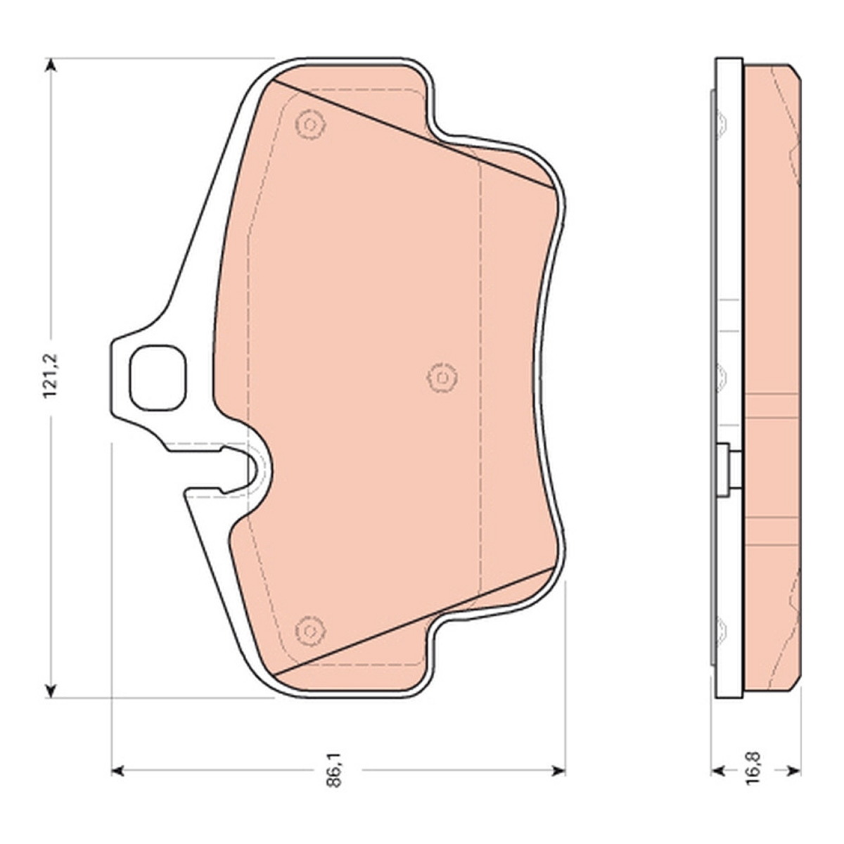 Колодки гальмівні дискові (комплект 4 шт) PORSCHE 718 BOXSTER (982) 2.0 2016.04- TRW (GDB1758) TRW фото 3