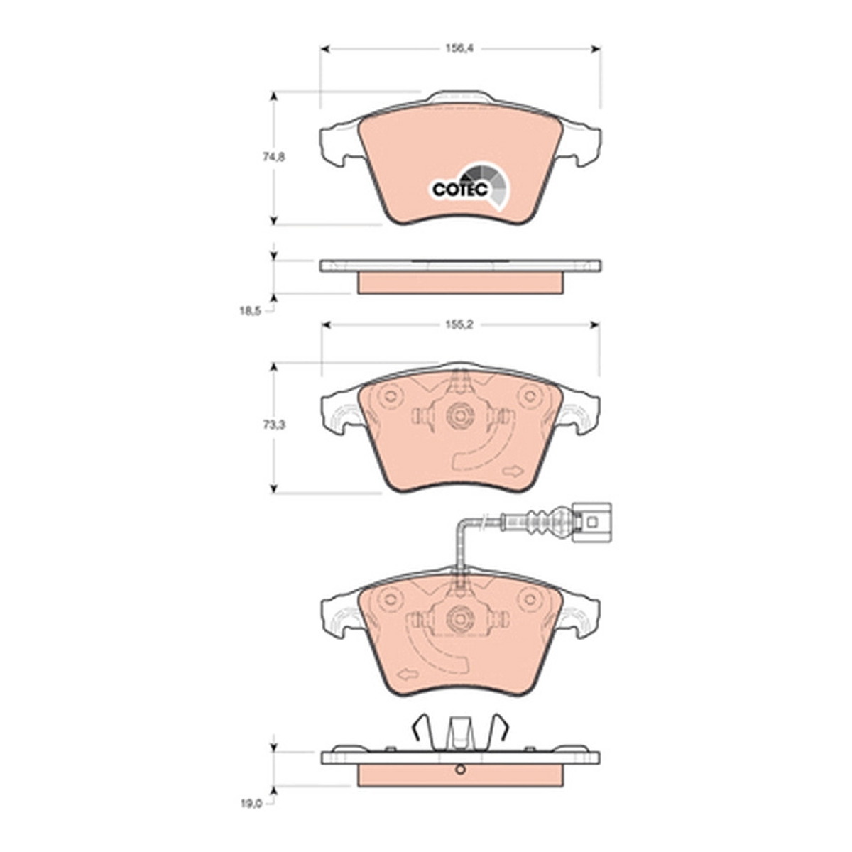 Колодки гальмівні дискові VW TOUAREG (7LA, 7L6, 7L7) 3.0 2002.10-2013.01 TRW (GDB1721) TRW фото 6