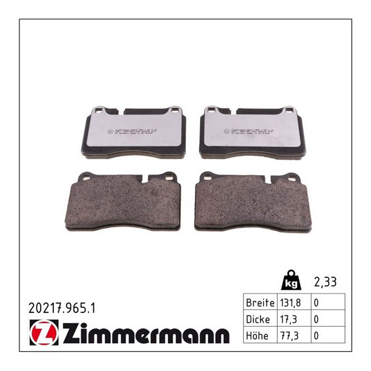 Колодки гальмівні дискові СЕРІЯ RD:Z LAND ROVER RANGE ROVER III (L322) 4.2 2002.03-2012.12 ZIMMERMANN (20217.965.1) Zimmermann фото 3