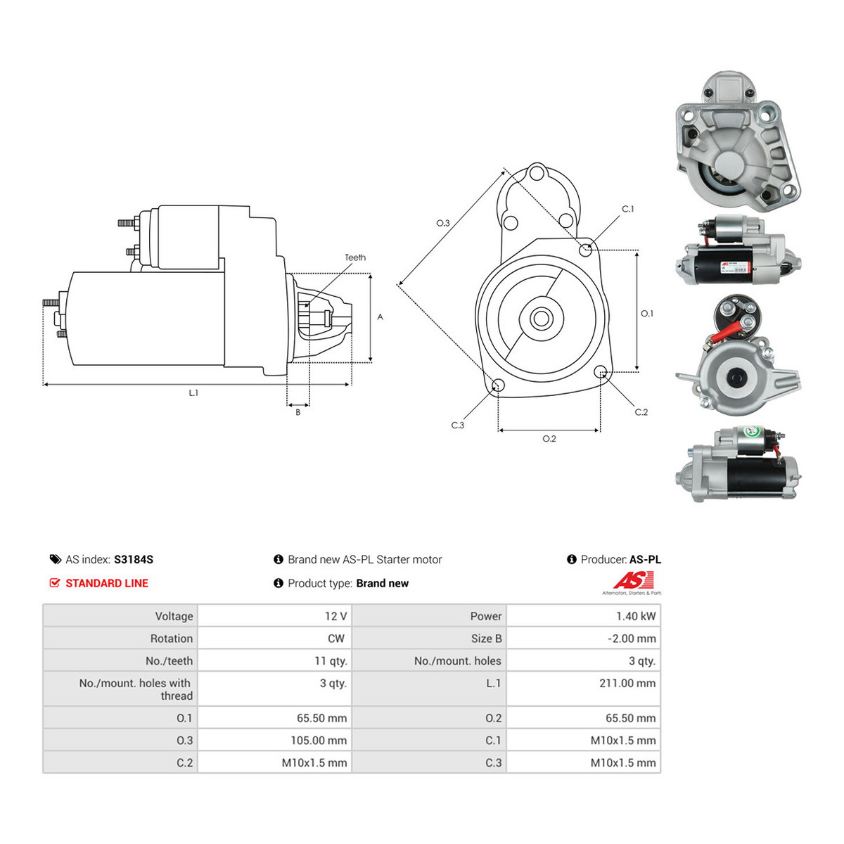 Стартер S3184S PL AS AS фото 3