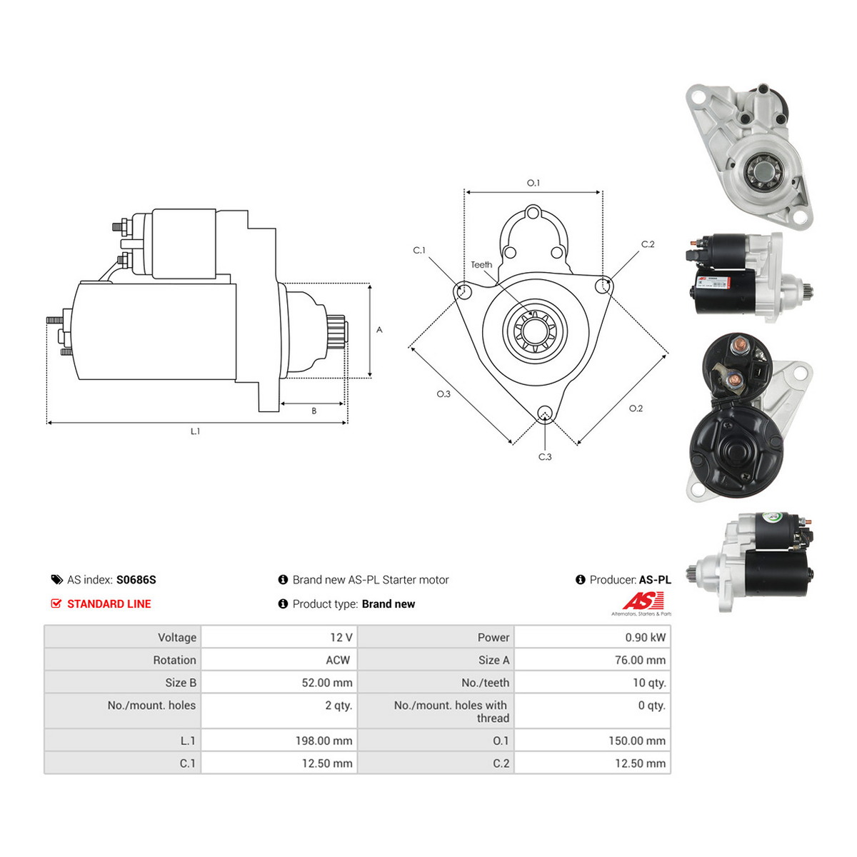 Стартер Audi A2 1.4-1.6/1.2-1.4 TDI  00-05/VW Golf 1.4-1.6 97-06 (0.9kw)z=10 фото 7