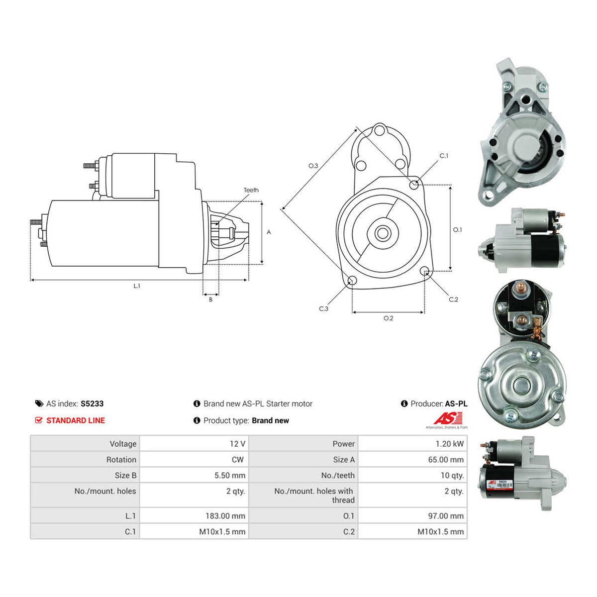 Стартер S5233 PL AS AS фото 3