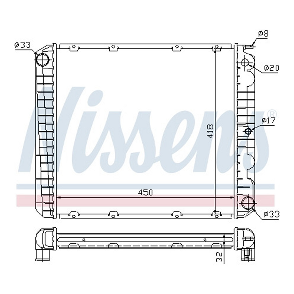 Радіатор охолоджування VOLVO 240-740 AC (85-) NISSENS (65545A) Nissens фото 3
