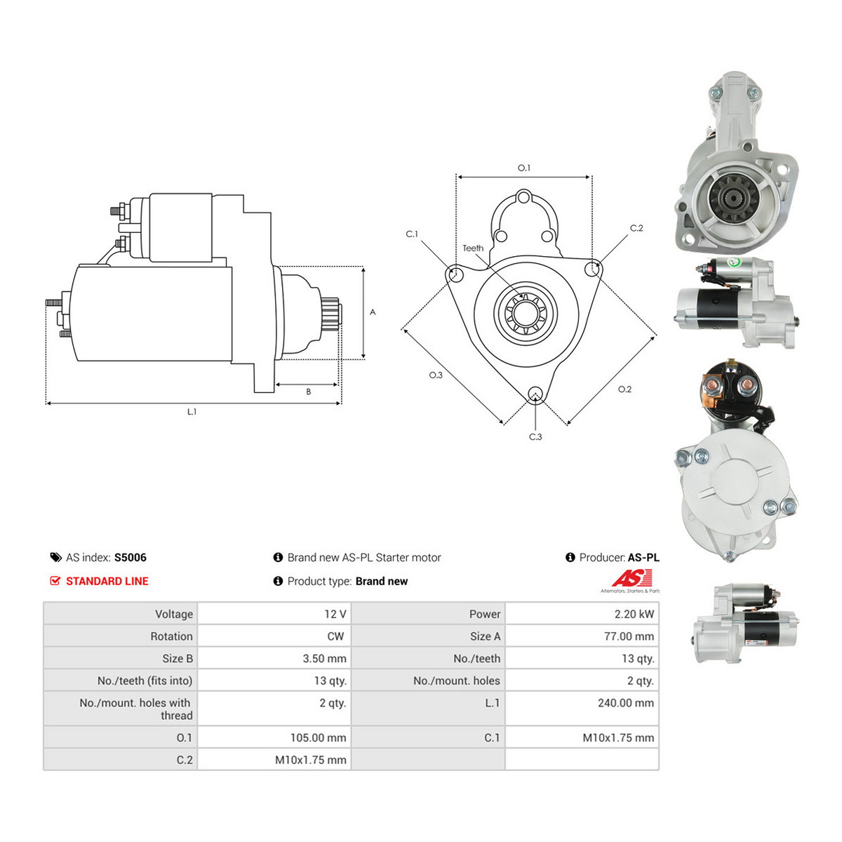 Стартер JS769 PL AS (S5006) AS фото 3