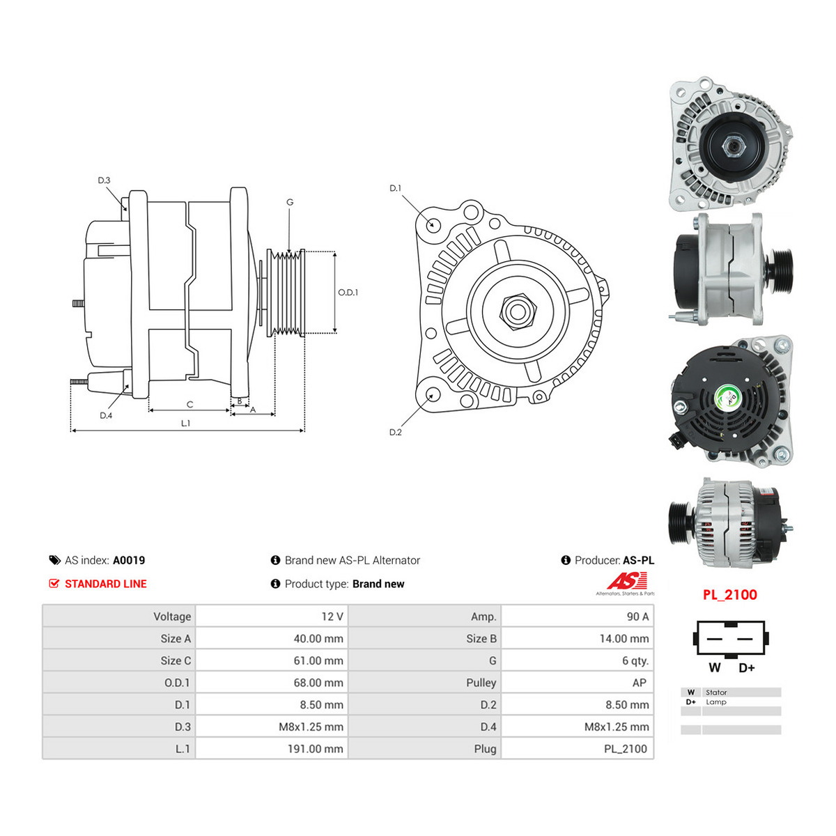 Генератор 111899 PL AS (A0019) AS фото 3
