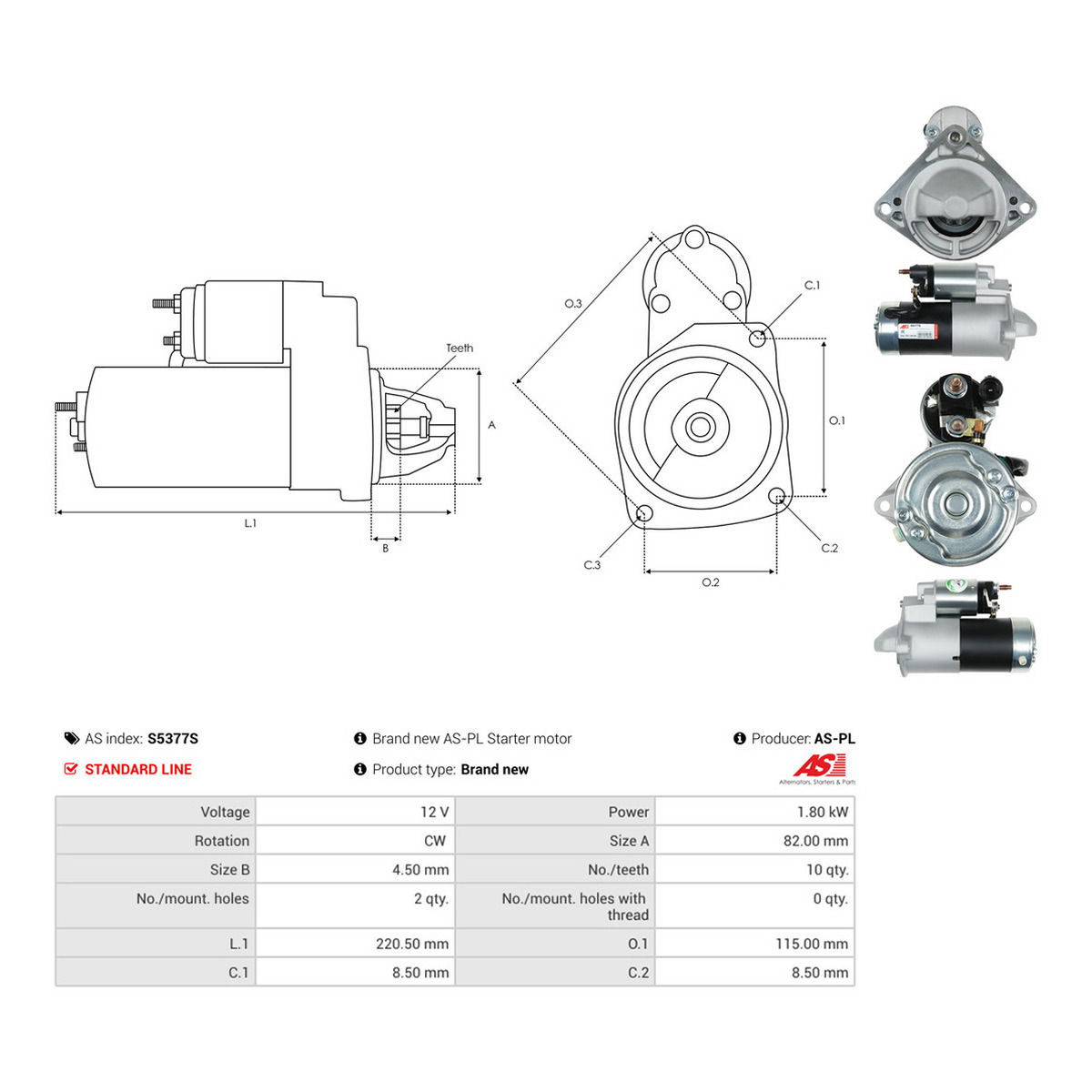 Стартер S5377S PL AS AS фото 3