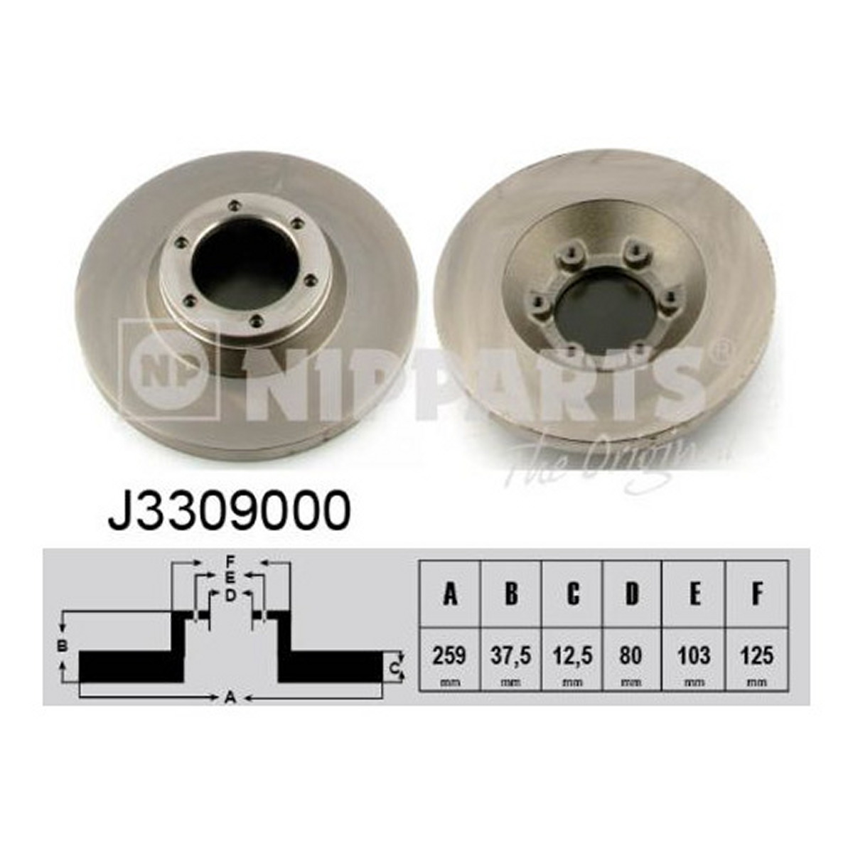 Диск гальмівний ISUZU TROOPER 2.2D 84/05- NIPPARTS (J3309000) Nipparts фото 3