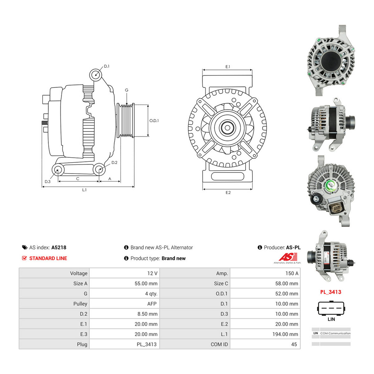Генератор A5218 PL AS AS фото 3