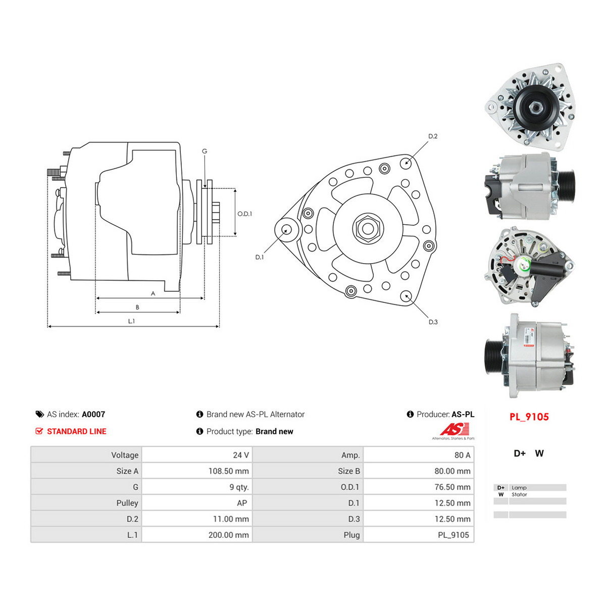 Генератор CA1593IR PL AS (A0007) AS фото 3