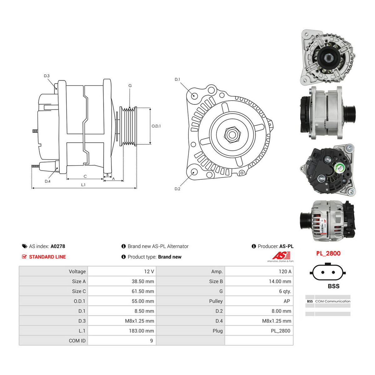 Генератор CA1887IR PL AS (A0278) AS фото 3