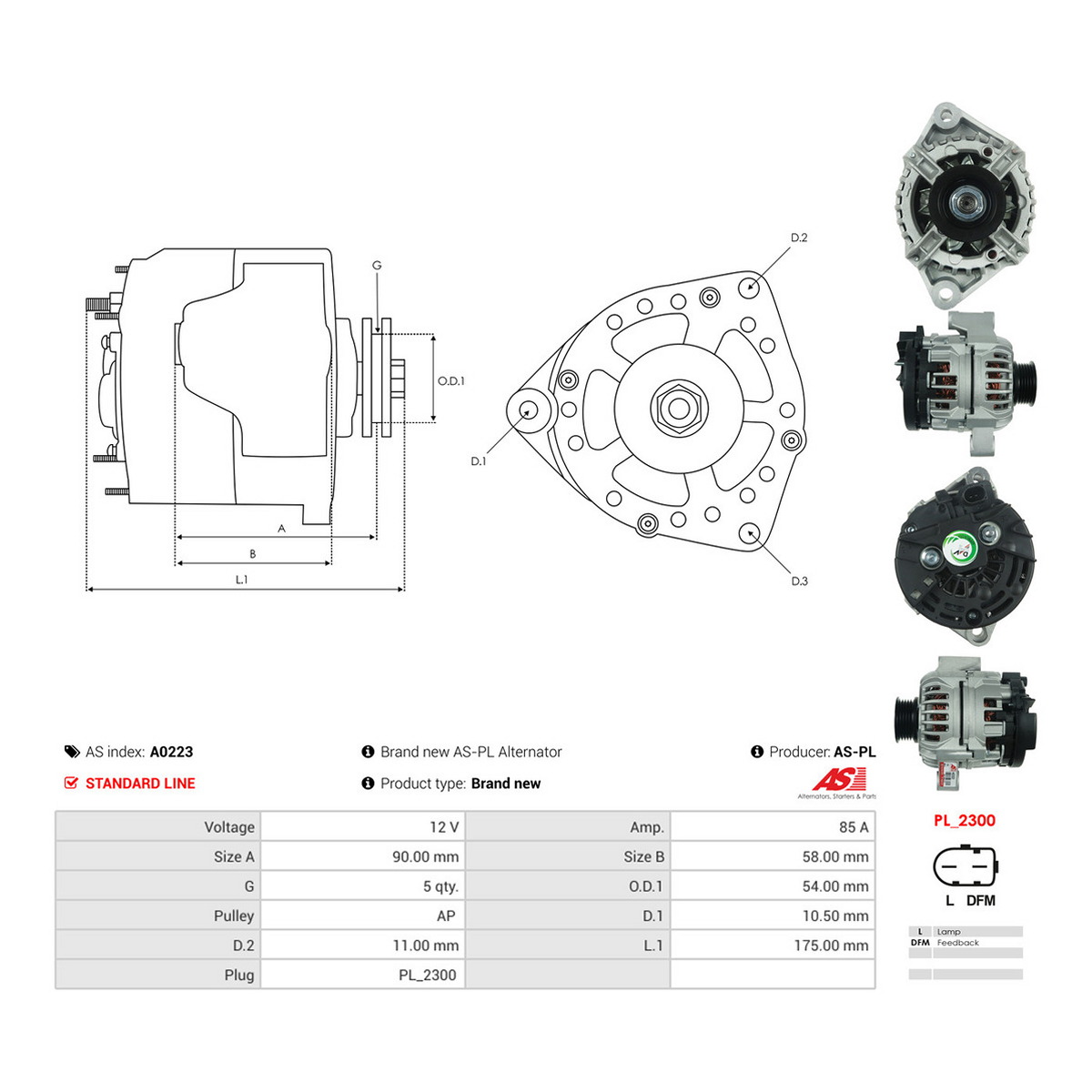 Генератор CA2024IR PL AS (A0223) AS фото 3