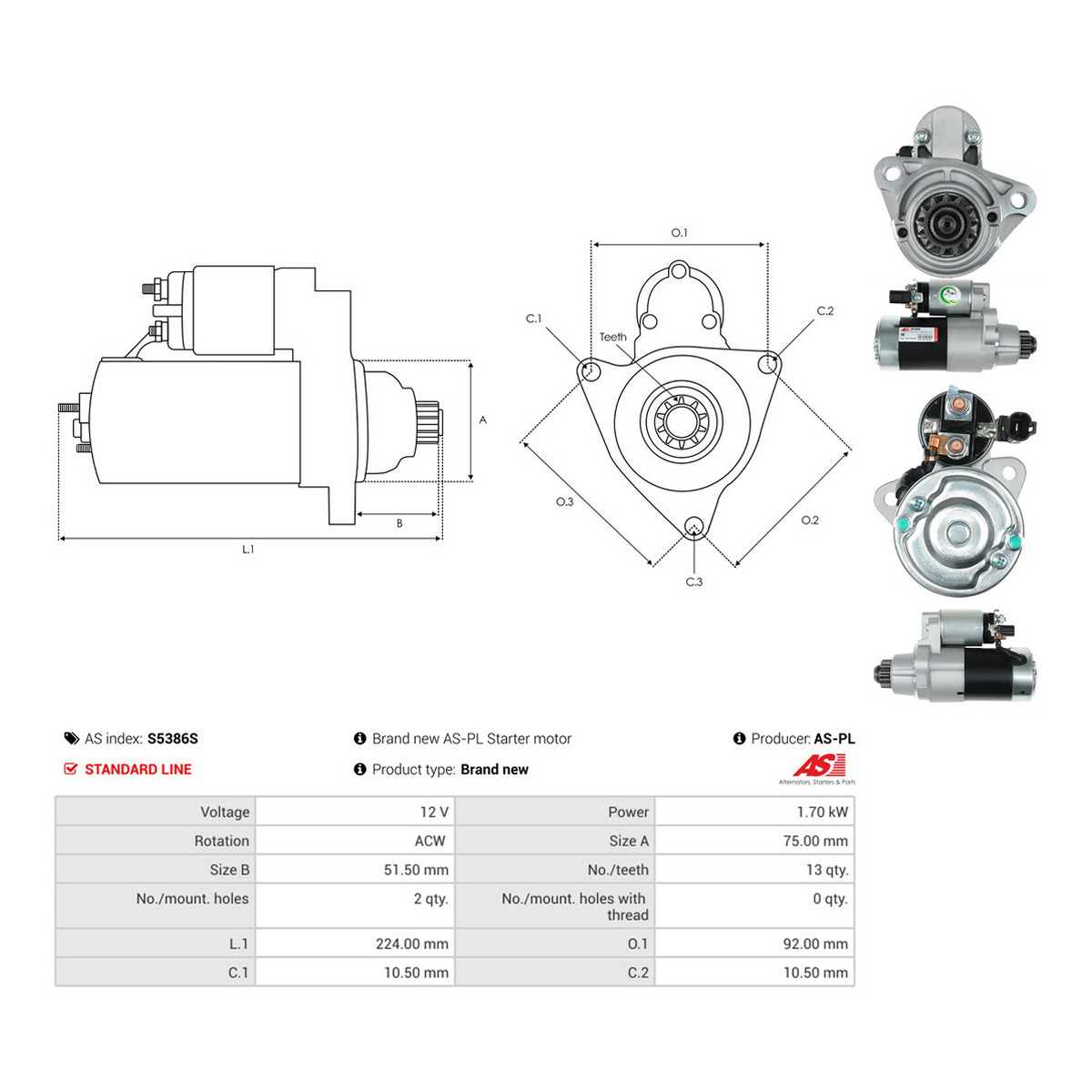 Стартер S5386S PL AS AS фото 3