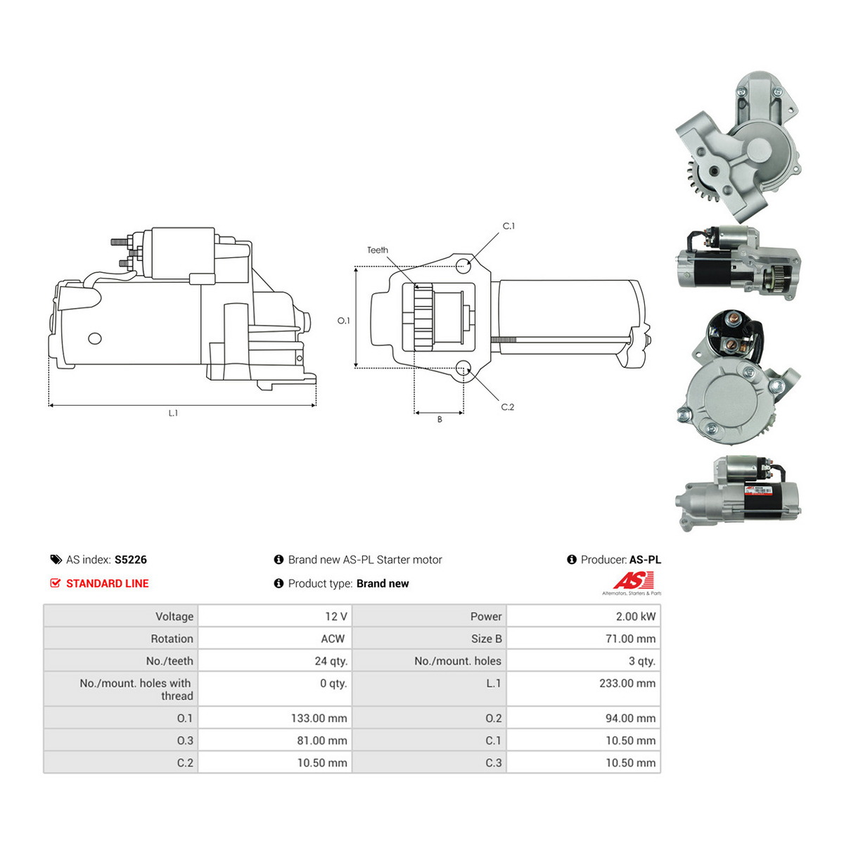 Стартер S5226 PL AS AS фото 3