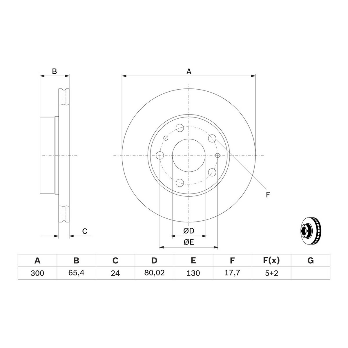 Диск гальмівний ВЕНТИЛ FIAT DUCATO ФУРГОН (244_) 2.3 2001.12- BOSCH (0 986 478 842) Bosch фото 3