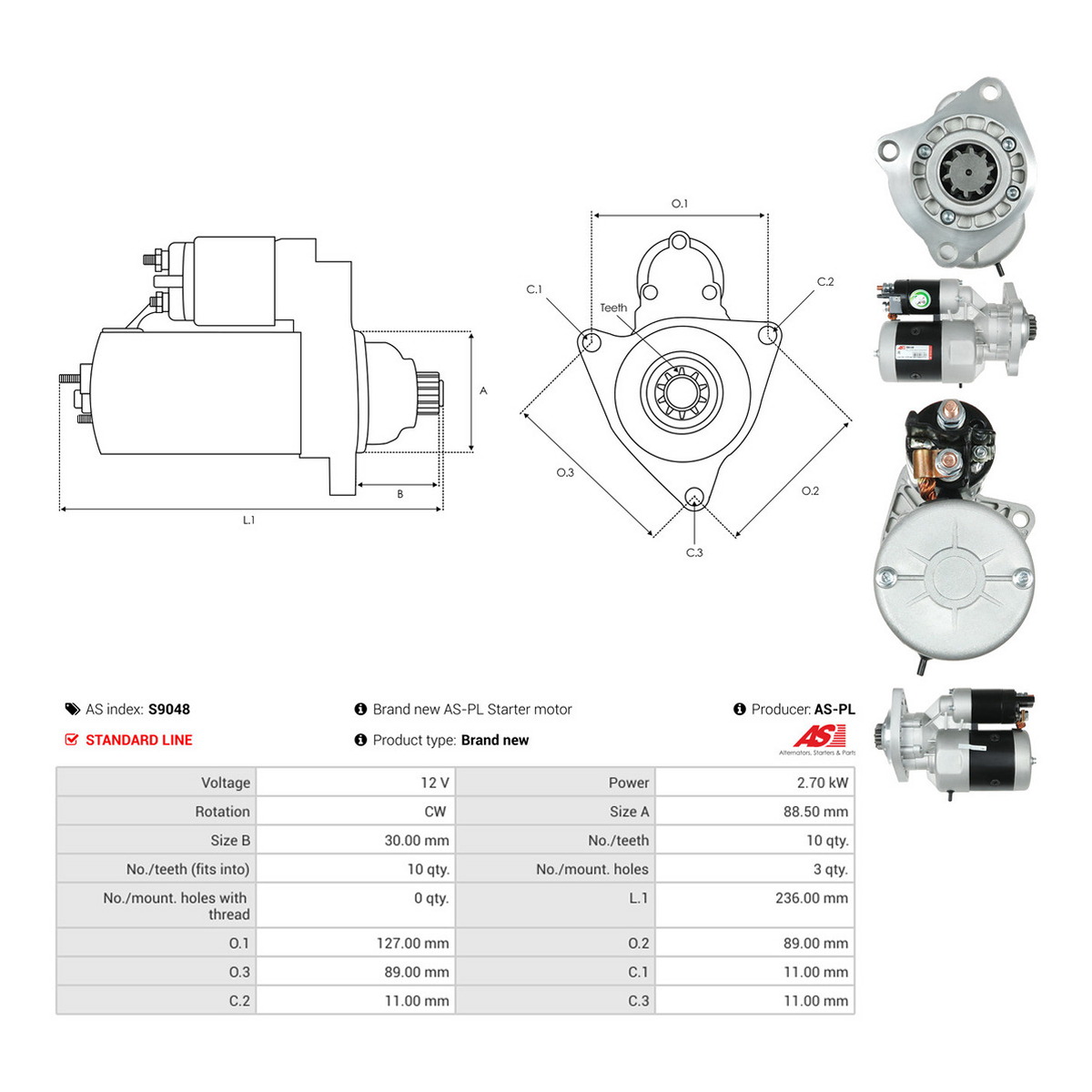 Стартер S9048 PL AS AS фото 3