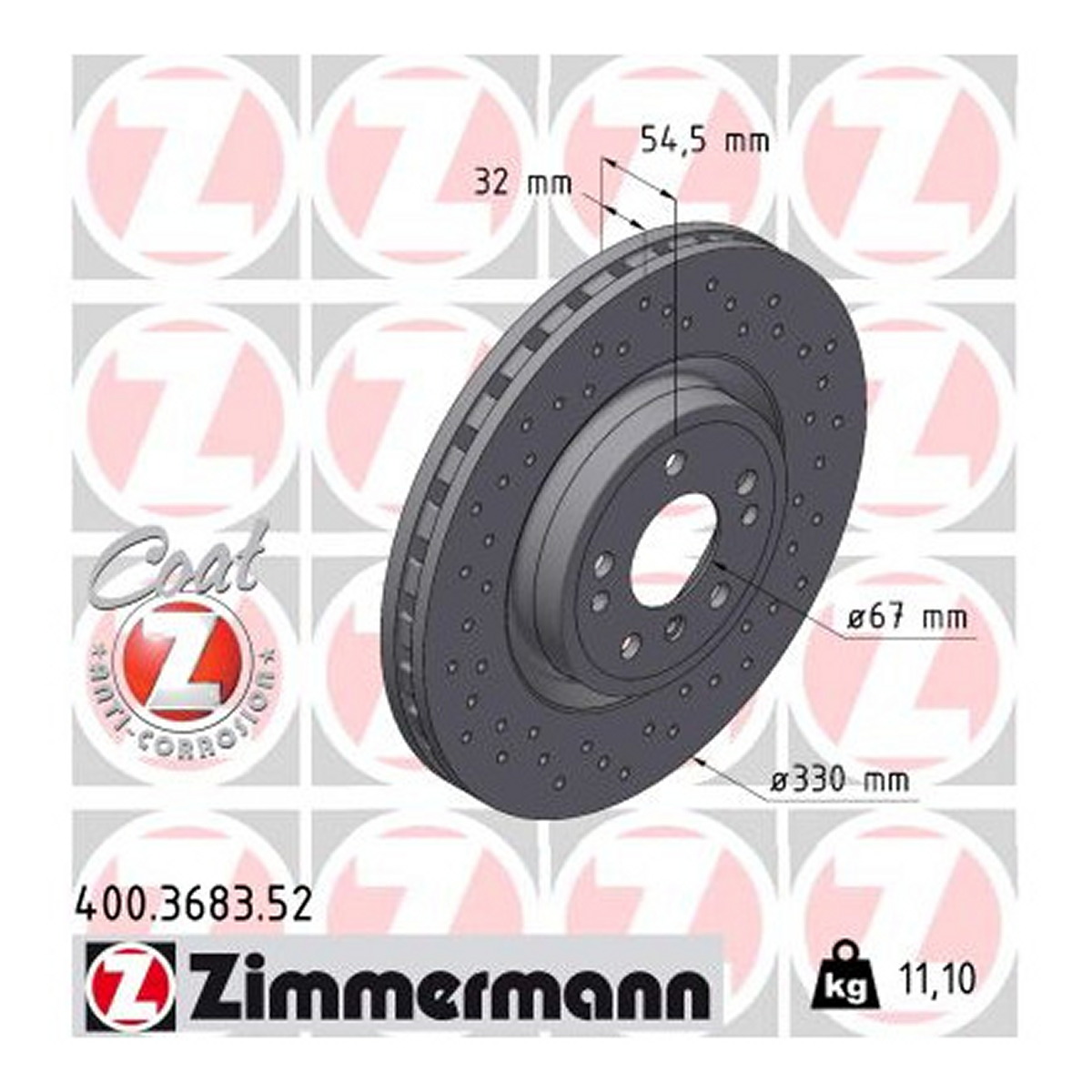 Диск гальмівний SPORT Z MB M-CLASS (W166) 3.0 2011.06-2015.12 ZIMMERMANN (400.3683.52) Zimmermann фото 3