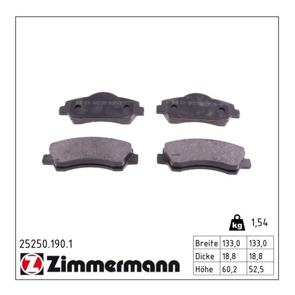 Колодки гальмівні дискові PEUGEOT 301 1.6 2012.11- ZIMMERMANN (25250.190.1) Zimmermann фото 3
