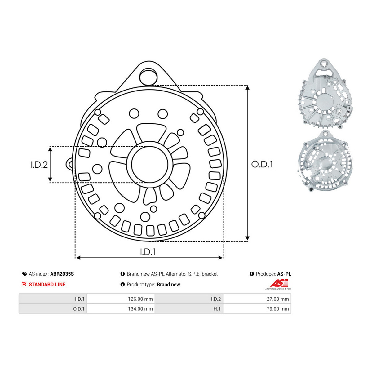 Кришка генератора ABR2035S PL AS AS фото 3