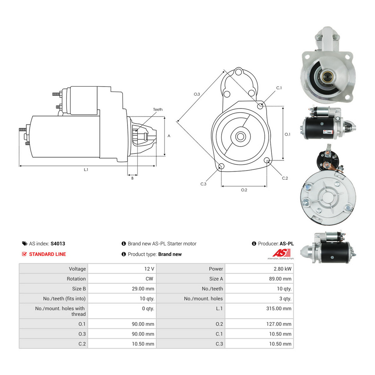 Стартер CS703 PL AS (S4013) AS фото 3