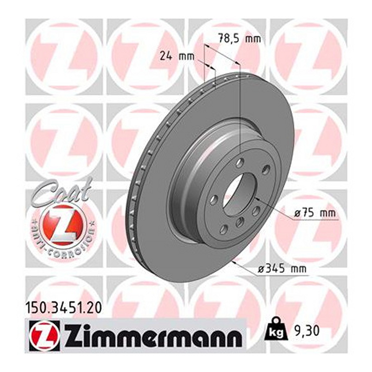 Диск гальмівний BMW X5 (F15, F85) 3.0 2013.08-2018.07 ZIMMERMANN (150.3451.20) Zimmermann фото 3