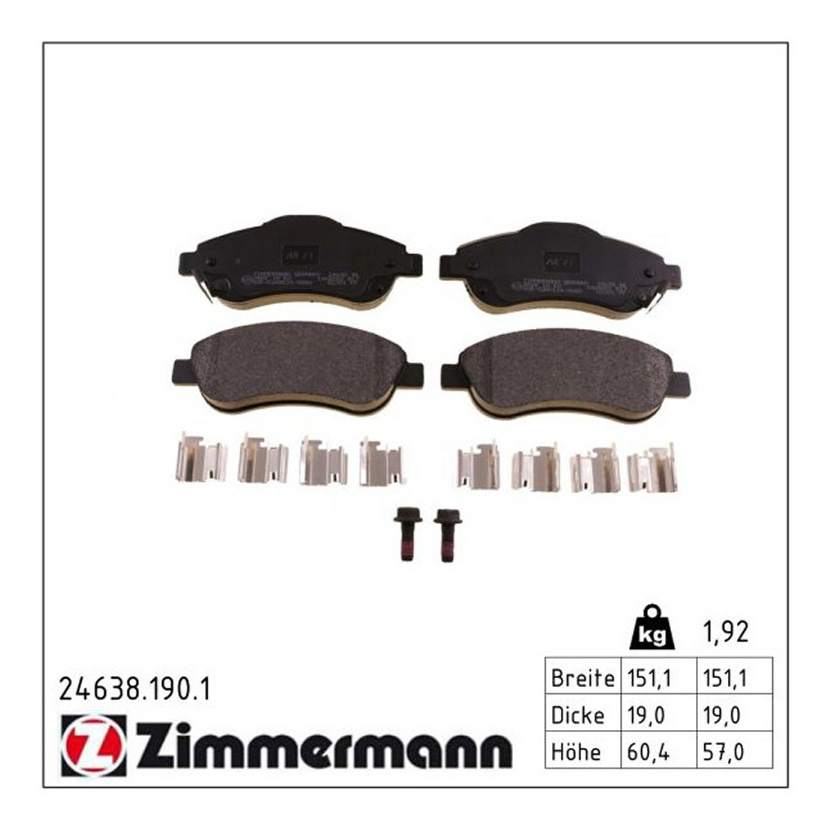Колодки гальмівні дискові HONDA CR-V III (RE_) 2.0 2006.06- ZIMMERMANN (24638.190.1) Zimmermann фото 3