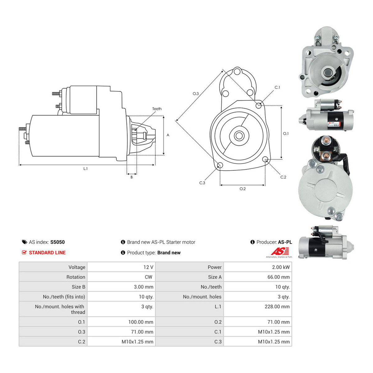 Стартер CS1444 PL AS (S5050) AS фото 3