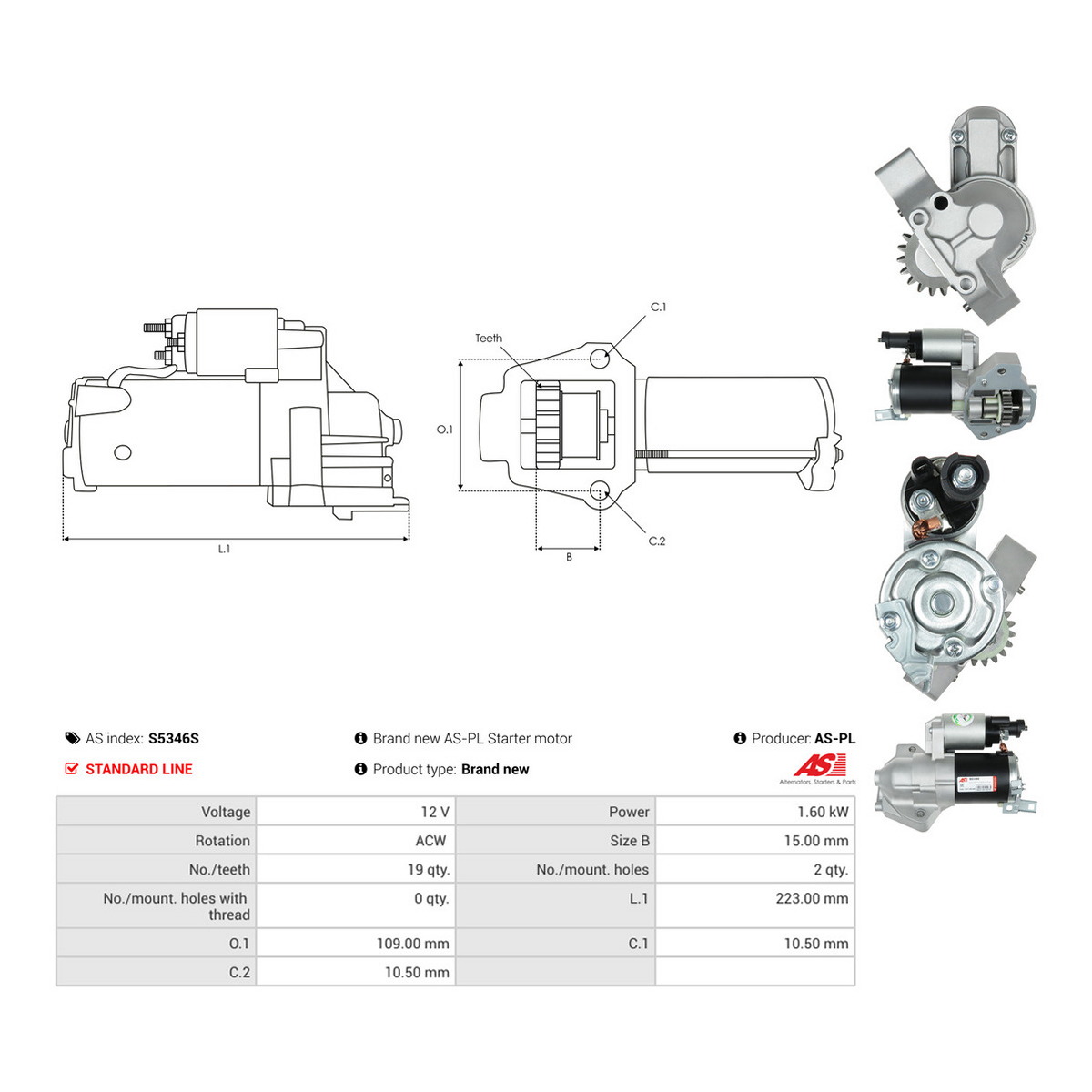 Стартер S5346S PL AS AS фото 3