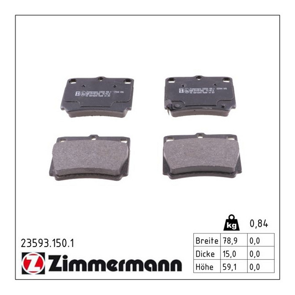 Колодки гальмівні дискові MITSUBISHI PAJERO SPORT II (KH_, KG_) 2.5 2008.01- ZIMMERMANN (23593.150.1) Zimmermann фото 3