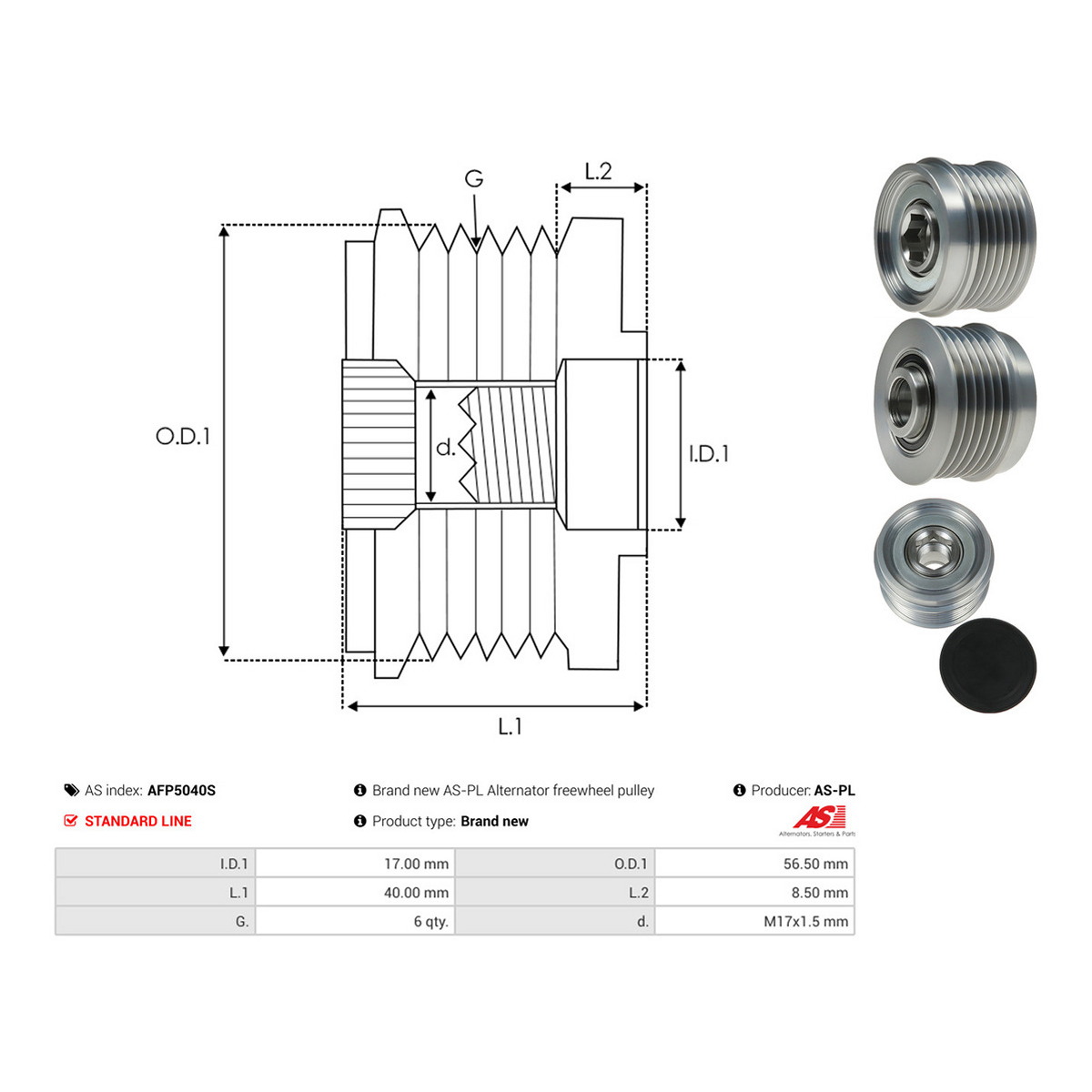 Муфта генератора 535 0336 10 PL AS (AFP5040S) AS фото 3