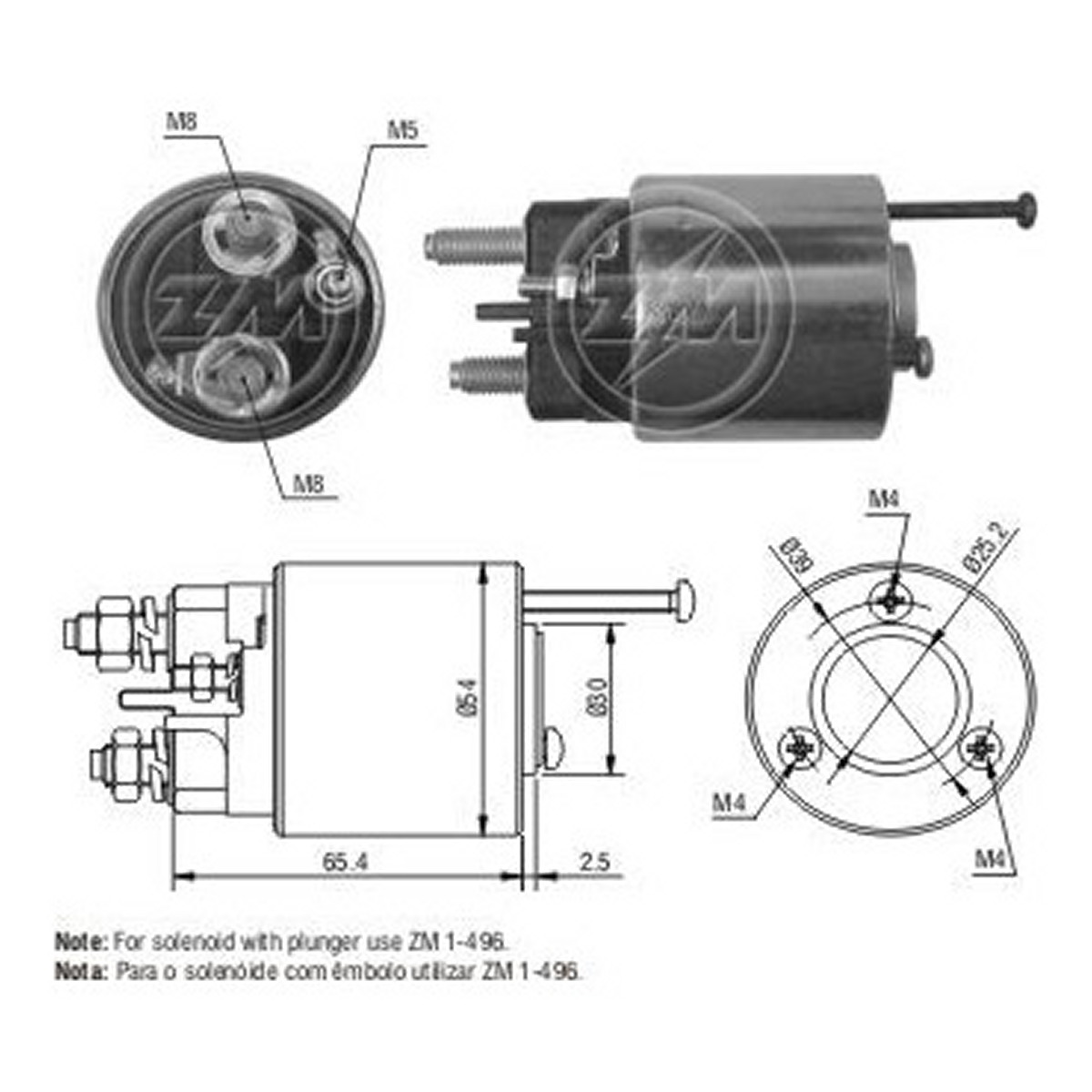 Реле втягувального стартера 232012 BR ZM (ZM496) ZM фото 3