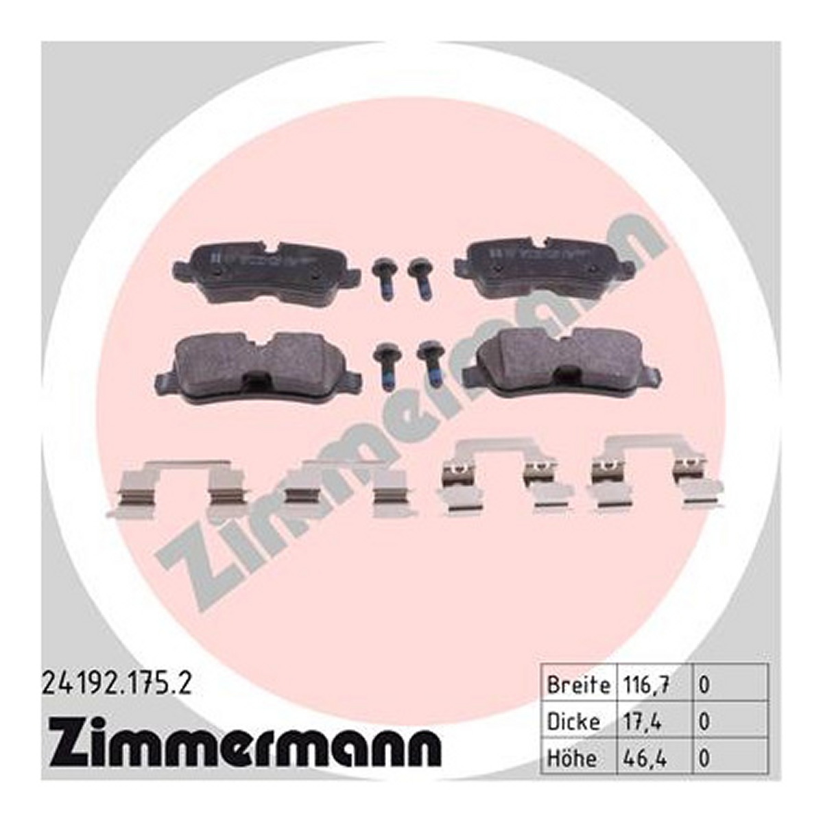 Колодки гальмівні дискові LAND ROVER DISCOVERY III (L319) 2.7 2004.07-2009.09 ZIMMERMANN (24192.175.2) Zimmermann фото 3