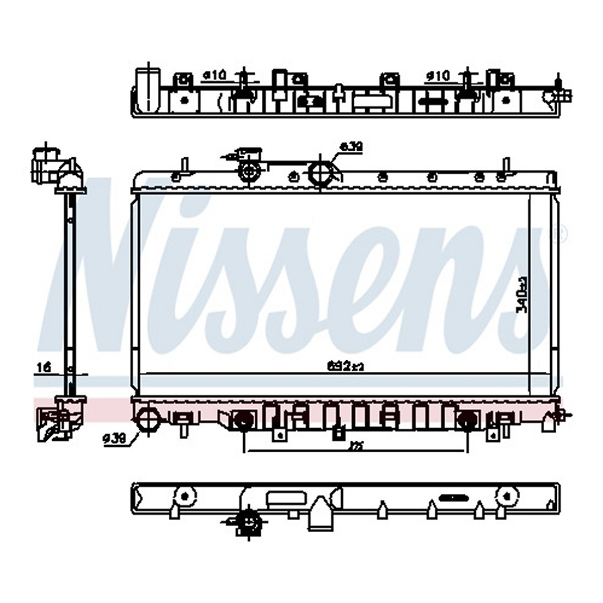 Радіатор охолоджування SUBARU LEGACY III 2,0 AUT98-03 NISSENS (67711) Nissens фото 3