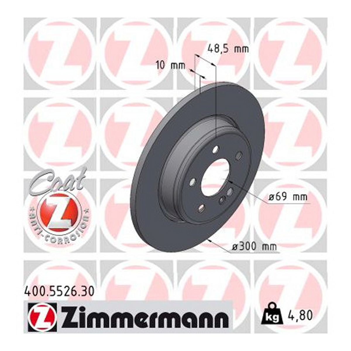 Диск гальмівний FORMULA S MB C-CLASS (W205) 1.6 2013.07- ZIMMERMANN (400.5526.30) Zimmermann фото 3