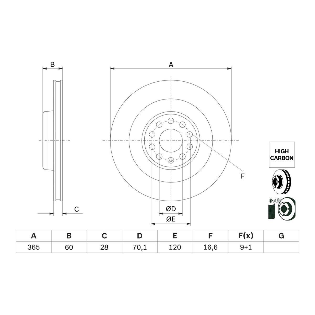 Диск гальмівний TESLA MODEL X (5YJX) 2013.09- BOSCH (0986479G56) Bosch фото 9