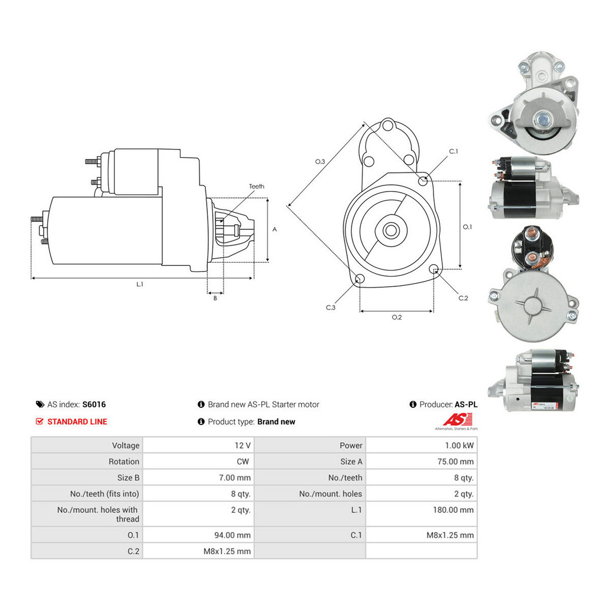Стартер CS1210 PL AS (S6016) AS фото 3