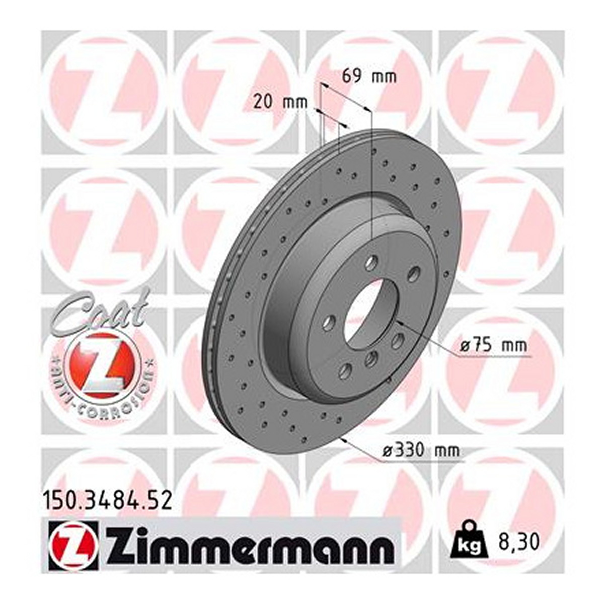 Диск гальмівний SPORT Z BMW 5 (F10) 2.0 2009.01-2016.10 ZIMMERMANN (150.3484.52) Zimmermann фото 3