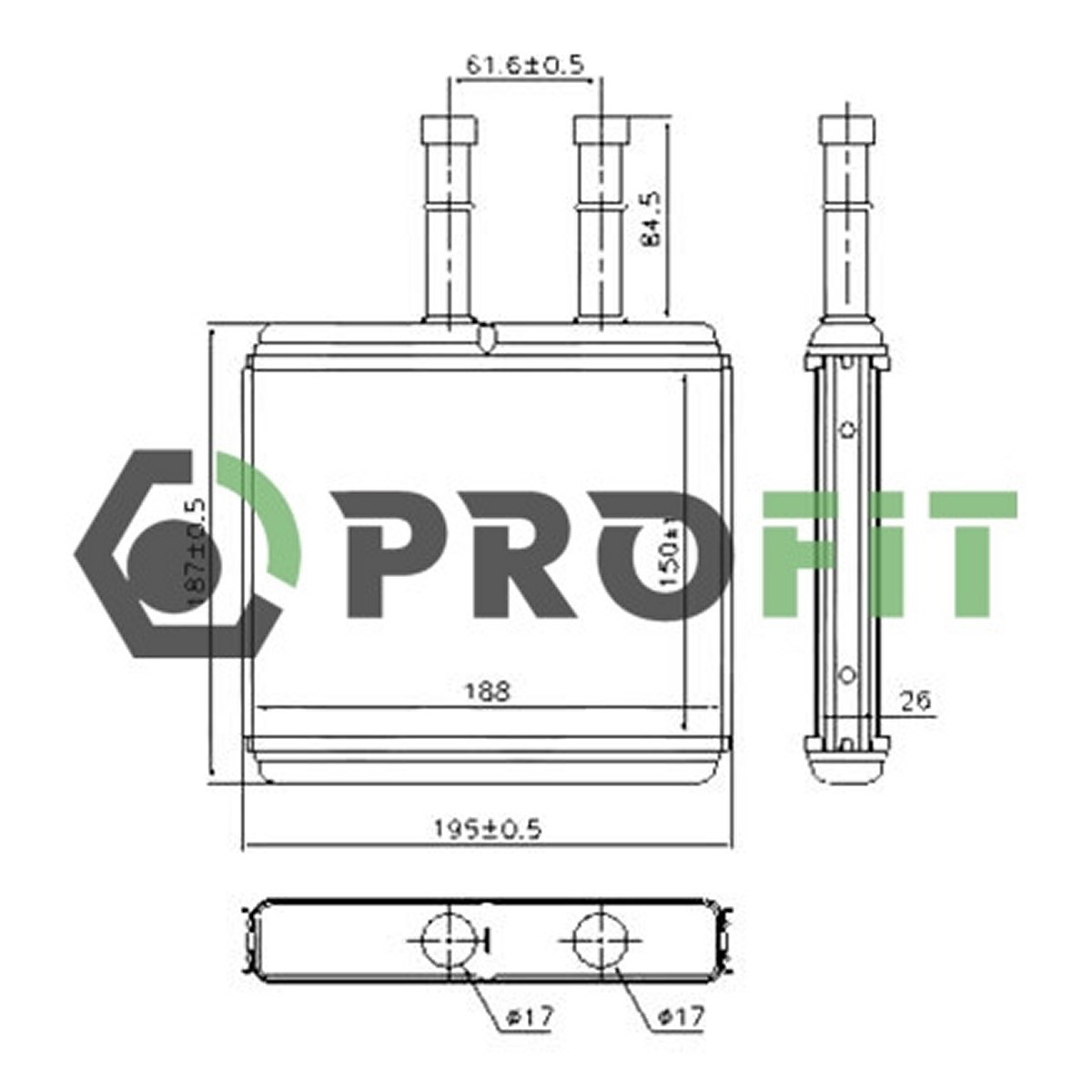 Радіатор пічки CHEVROLET AVEO (T250. T255) 05- PROFIT (1760-0102) Profit фото 3