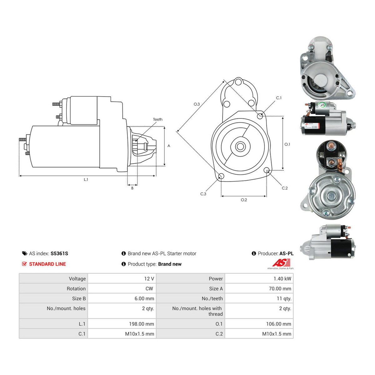 Стартер S5361S PL AS AS фото 3