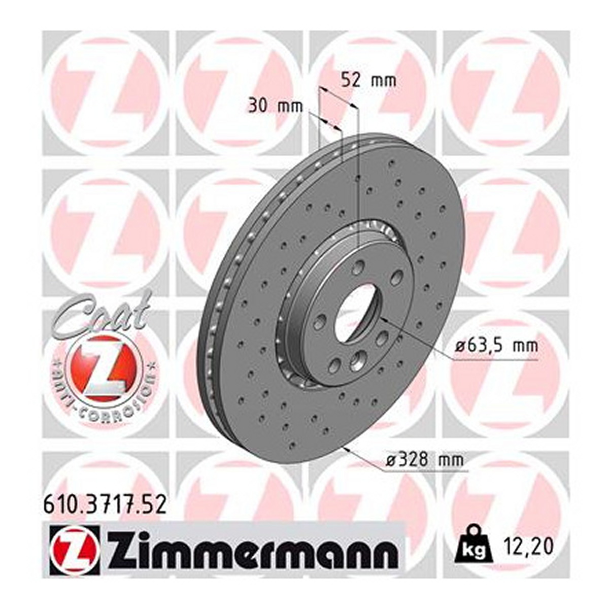 Диск гальмівний SPORT Z VOLVO XC60 I ДЖІП (156) 2.4 2008.05-2017.12 ZIMMERMANN (610.3717.52) Zimmermann фото 3