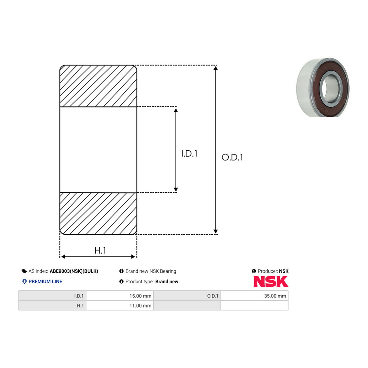 Підшипник кульковий 140084 (15X35X11) NSK PL/6202DDUC3E AS (ABE9003(NSK)(BULK)) AS фото 3
