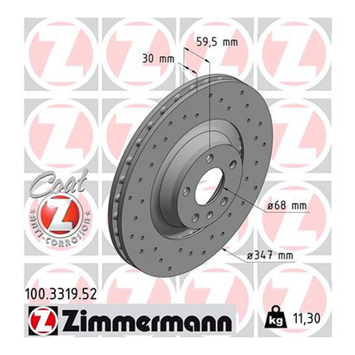 Диск гальмівний SPORT Z AUDI A6 C6 (4F2) 3.0 2004.04-2011.08 ZIMMERMANN (100.3319.52) Zimmermann фото 3