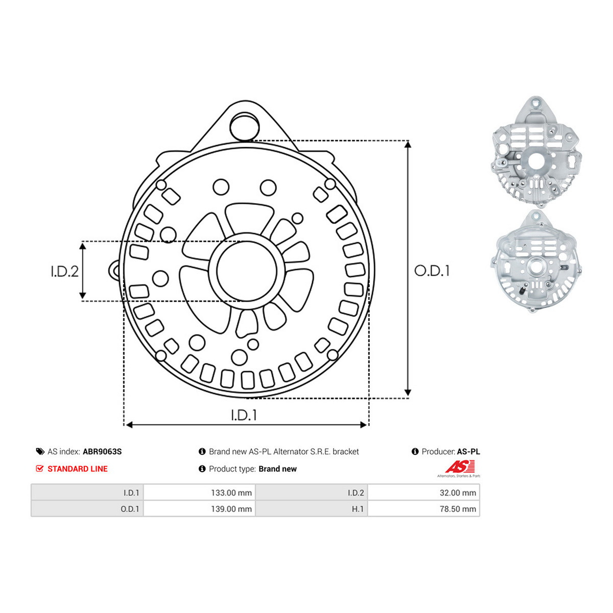 Кришка генератора ABR9063S PL AS AS фото 3