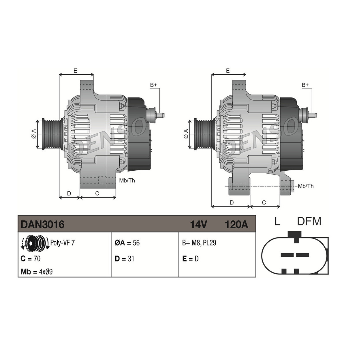Генератор 113877 CN DENSO (DAN3016) Denso фото 8